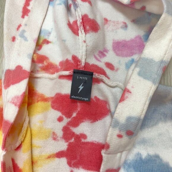 Anthropologie Electric Yoga Cardigan Womens Small Petite Tie Dye Emira Hooded - Picture 5 of 8